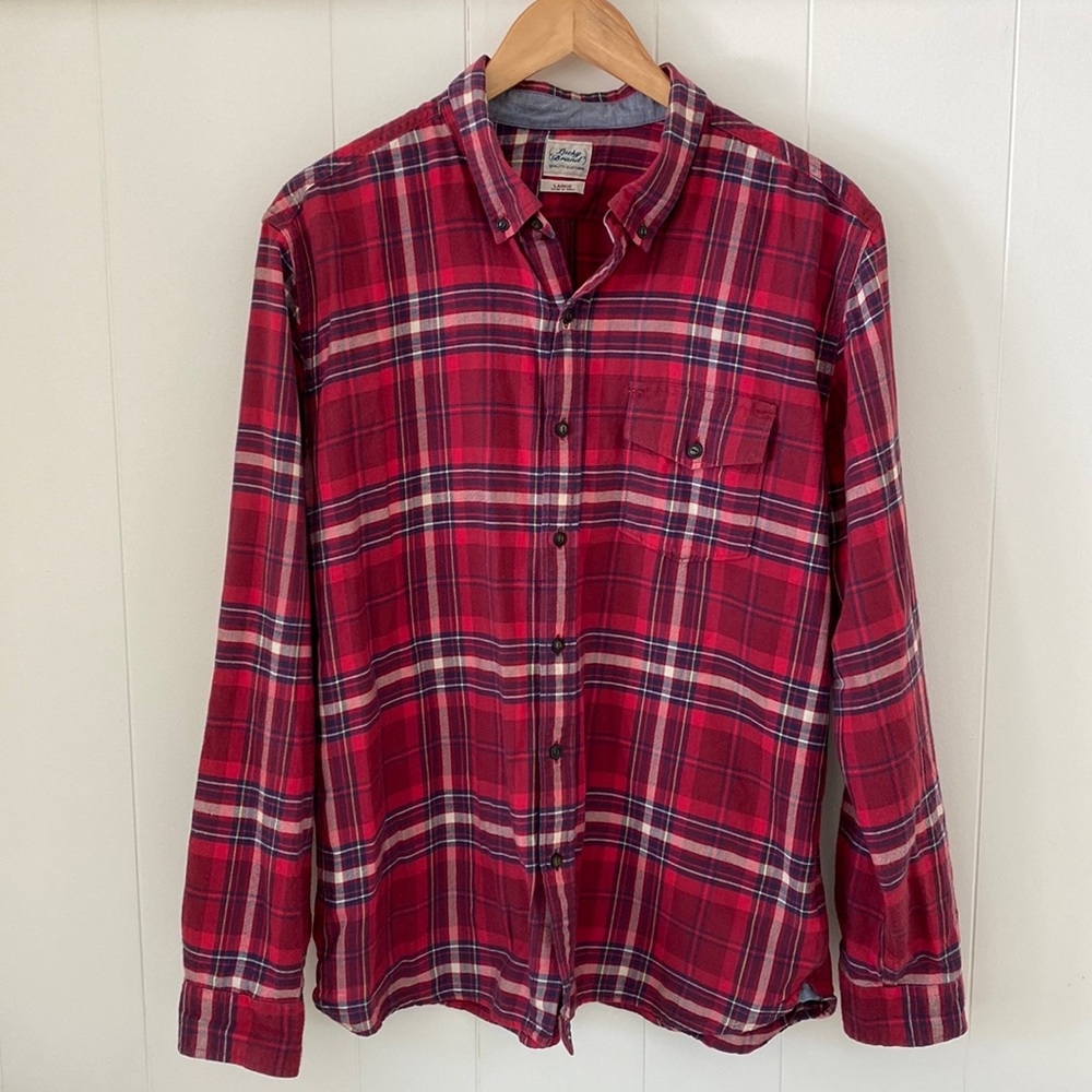 Lucky Brand Red Plaid Flannel Button-down Shirt Men’s Large